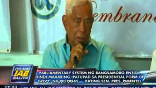 Parliamentary system ng Bangsamoro entity di maaring ipatupad sa presidential form of government [upl. by Chessa]