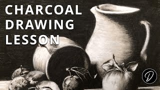 Charcoal Pencil Tutorial Simple Still Life [upl. by Atnuahsal]