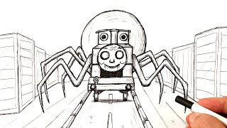 How to draw a Thomas The Train EXE in city [upl. by Cowey]