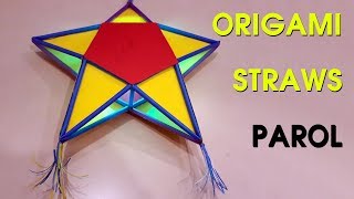 DIY Christmas Decorations with Origami Straws Parol  Parol christmas lantern [upl. by Ahsercel903]