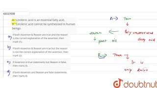 A  Linolenic acid is an essential fattly acid R  Linolenic acid cannot be synthesised in [upl. by Ahrendt936]