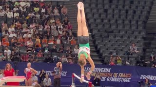 Kaylia Nemour  HUGE 70 Uneven Bars Routine  Podium Training  2023 Paris World Cup [upl. by Nylanna]