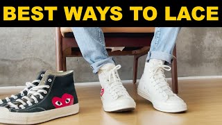 BEST WAYS TO LACE HIGH TOP CONVERSE  CDG [upl. by Worl]