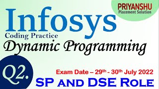 Q2 Infosys SP and DSE Coding Practice  Infosys SP Coding Question  Infosys Dynamic programming [upl. by Rubel]