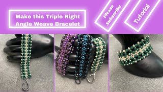 Right Angle Weave RAW 3 row bracelet [upl. by Bergmans976]