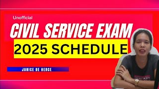 Civil Service Exam Schedule 2025 [upl. by Imar]