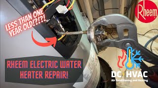 No Hot Water Rheem Electric Water Heater Warranty Repair Leaking Water Elements Replaced [upl. by Nnylirej899]