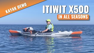 KAYAK DEMO The versatile Itiwit X500 Strenfit inflatable kayak from Decathlon with safety notes [upl. by Hesper]