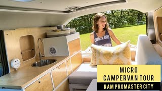 MICROCAMPERVAN TOUR with 3 Clever Seating Options  RAM PROMASTER CITY Tiny Home Conversion [upl. by Shana]