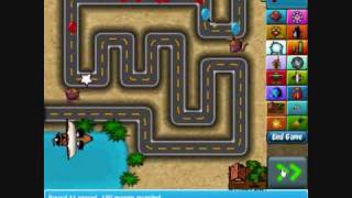 Bloons Tower Defense 4 Walkthrough  Track 1  HARD  No Roadspikes  No Lives Lost [upl. by Jannery]