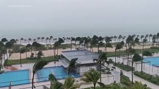 Wind and rain from Hurricane Helene battered resorts in Cancun [upl. by Norre320]