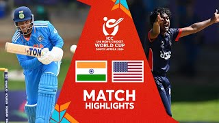 India v USA  Match Highlights  U19 CWC 2024 [upl. by Fleeman]