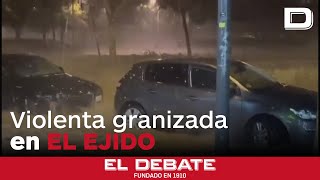 Una violenta granizada en El Ejido anega carreteras y provoca destrozos en invernaderos [upl. by Nollahs]