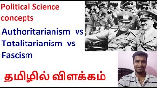 Political ScienceAuthoritarianism Totalitarianism Fascism Difference explained in Tamil [upl. by Hughmanick147]