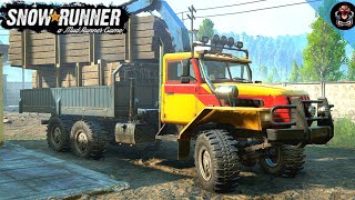 SnowRunner Deliver to the Fallen Tower Quarry Metal Beams 2 Voron AE4380 Truck [upl. by Anaiek]