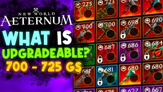 Which Gear Can Actually Reach 725 Gear Score Upgrades amp Drops in New World Aeternum explained [upl. by Lednahc686]