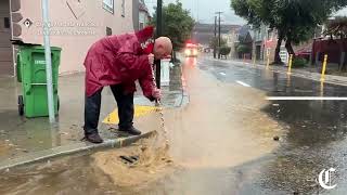 San Francisco and Oakland streets flood as storm rages [upl. by Ycul]