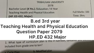 Bed 3rd year Teaching Health and Physical Education 432 Question Paper  Health Physical Education [upl. by Iahk]