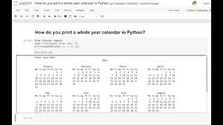 Day 90  Whole Year Calendar in Python [upl. by Oiluj]