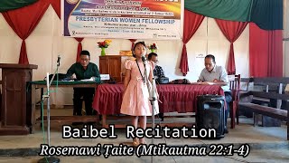 Rosemawi Taite  KauBru Bible recitation Proverb 2214 Laichak Moyol soba 2024 [upl. by Les]