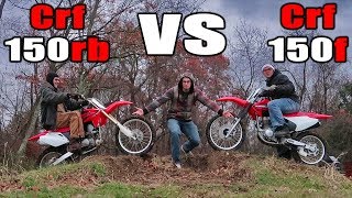 Crf150r VS Crf150f  Race Wheelies Jumps Sound Review [upl. by Anirehtac]