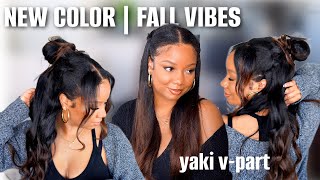 UPGRADED VPart  Affordable EasiContour Brown Ombre Yaki Wig Magic Vline  Drawstring  Nadula [upl. by Rives]