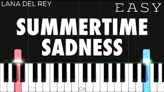 Lana Del Rey  Summertime Sadness  EASY Piano Tutorial [upl. by Ydnelg572]