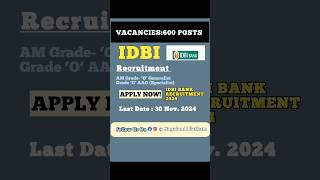 IDBI Bank Recruitment 2024  IDBI JamNotification 2024  New Vacancy 2024idbibank jam shorts [upl. by Wessling764]