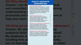 Quality Assurance Interview Questions and Answers [upl. by Htebilil171]