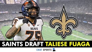 Taliese Fuaga Selected By New Orleans Saints  Pick 14 1st Round 2024 NFL Draft  Instant Reaction [upl. by Neyut]