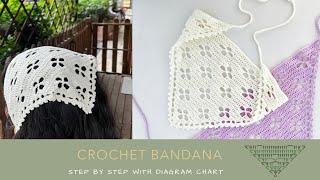 Crochet Bandana  Hair Scarf With Pattern [upl. by Mascia]