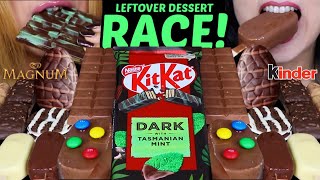 ASMR LEFTOVER DESSERT RACE GIANT DARK CHOCOLATE MINT KITKAT MINI MAGNUM ICE CREAM MampMS NUTELLA [upl. by Llewellyn]