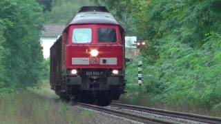 BR 233 6527 mit Pfeifen Lichtgrüßen und Güterzug am Haken bei Passow HD [upl. by Mauceri472]