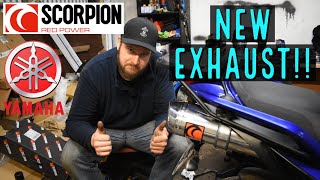 NEW EXHAUST  Removal and Fitting  Yamaha FAZER 600 SCORPION Exhaust and Cat Delete Pipe Install [upl. by Licastro]