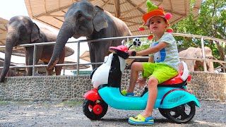 Vlad and Nikita riding bikes ride to the zoo [upl. by Elletnuahs233]