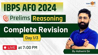 IBPS AFO 2024 Prelims Reasoning Complete Revision  Day 1  By Ashwini Sir [upl. by Arabele561]