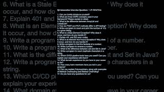 Latest LTIMindTree round1 Interview Questions asked for Automation QA JAVA  SDETQA Automation [upl. by Pillihp]