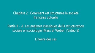 Chapitre 2  Partie II  A Les analyses classiques des classes sociales Marx et Weber vidéo 5 [upl. by Eronaele]