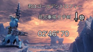 【MHWI】君はゴールデントロフィー 非火事片手剣ソロ 0246quot70 [upl. by Ariday]