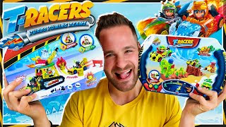 T RACERS Series 1 TURBO TUNING TEAMS UNBOXING EAGLE JUMP Y TURBO CRANE CHALLENGE PLAYSETS en Pe Toys [upl. by Ihab]