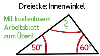 Winkelsumme im Dreieck  Fehlende Winkel berechnen Innenwinkel [upl. by Michon]