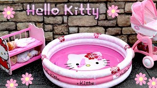 Hello Kitty Dolls Stroller Pram Bunk Bed Swimming Pool with Baby Born amp Baby Annabell Dolls [upl. by Ahsiekar]