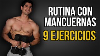 ¡RUTINA CON MANCUERNAS PARA ENTRENAR TODO EL CUERPO  9 EJERCICIOS [upl. by Zaneski]