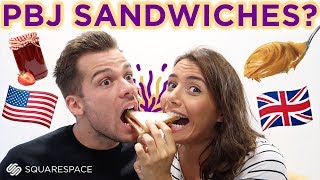 BRITISH Try PBJ SANDWICHES for the FIRST TIME [upl. by Ynatsyd]