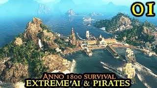 Anno 1800 SURVIVAL  PERFECT START  Super HARDMODE amp CHALLENGE Modded  City Builder Strategy 01 [upl. by Omrellug]