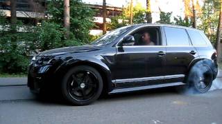 Touareg W12 twin turbo testing RWD mode [upl. by Anaehr]