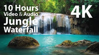 4K UHD 10 hours  Jungle Waterfall  mindfulness ambience relaxing meditation nature [upl. by Gregory]