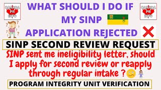 SINP Second Review Request  What You Should Do If Your SINP Application Rejected  SINP Rejection [upl. by Aserej]