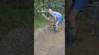 Widening a woodland channel landscaping digging permaculture gardening motivation ponds mud [upl. by Nerrat15]