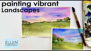 Watercolor vibrant landscape for beginners [upl. by Anahsahs159]